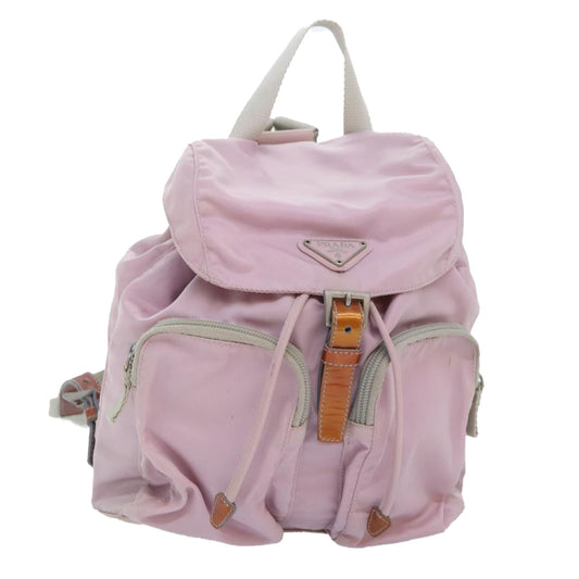 Luxury Prada Backpack Nylon Pink Silver  89617