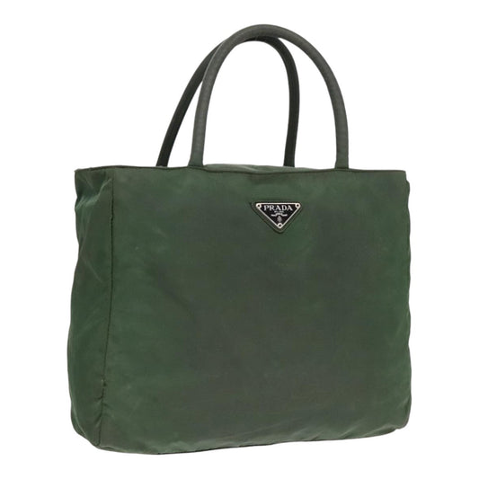 Luxury Prada Tote Bag Nylon Khaki Silver  89618