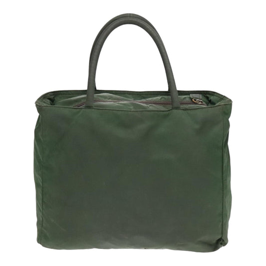 Luxury Prada Tote Bag Nylon Khaki Silver  89618