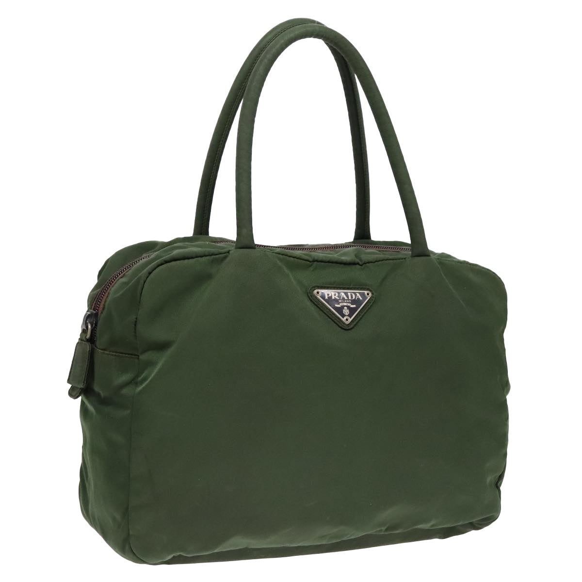 Luxury Prada Hand Bag Nylon Khaki Silver  89619