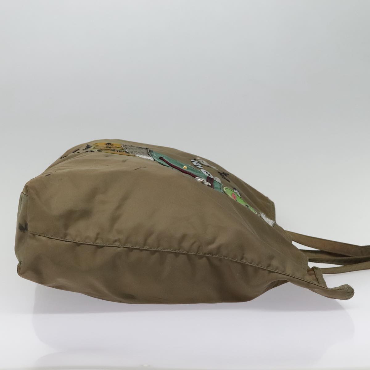 Luxury Prada Tote Bag Nylon Khaki Silver  89785