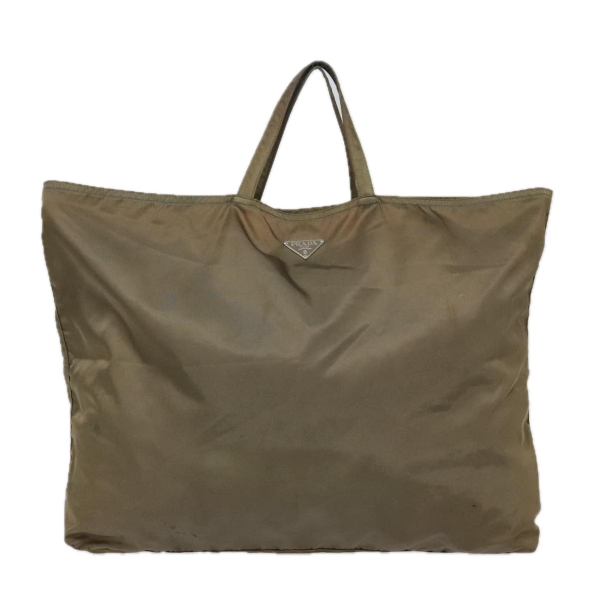 Luxury Prada Tote Bag Nylon Khaki Silver  89785