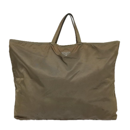 Luxury Prada Tote Bag Nylon Khaki Silver  89785