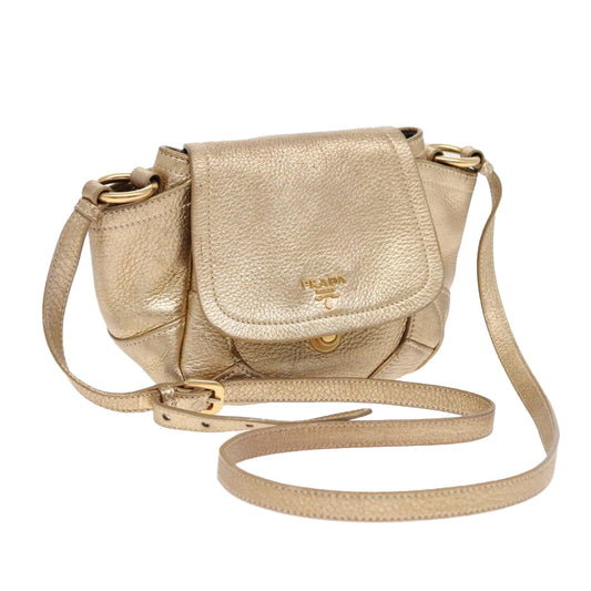 Luxury Prada Shoulder Bag Leather Gold  89788