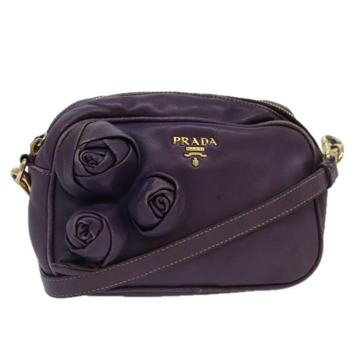 Luxury Prada Shoulder Bag Leather Purple  89794
