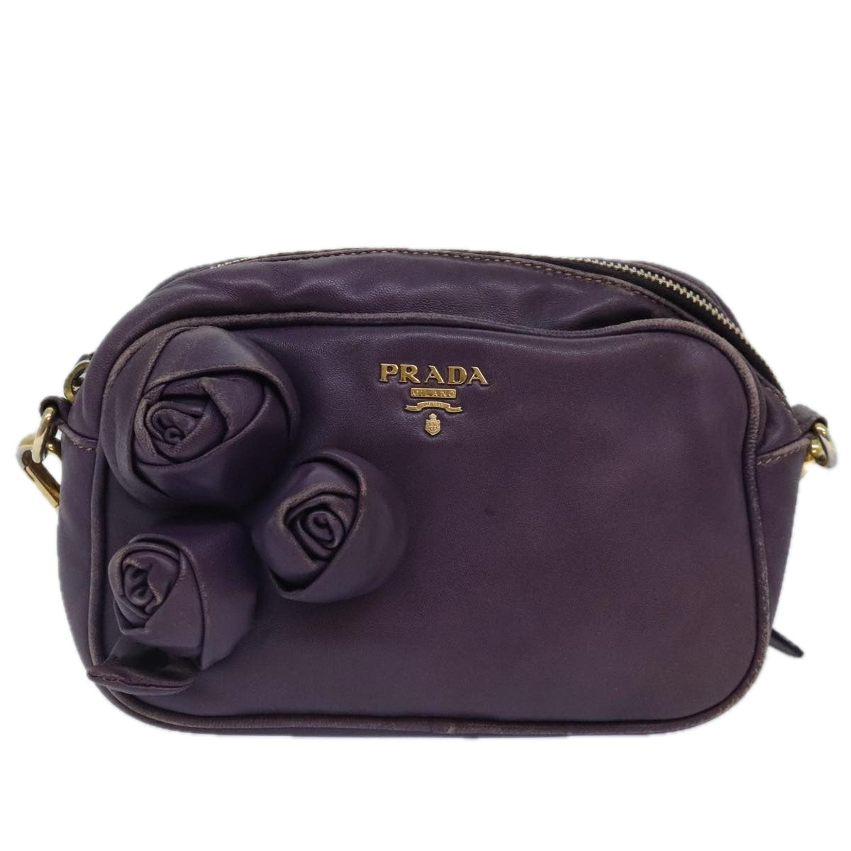 Luxury Prada Shoulder Bag Leather Purple  89794