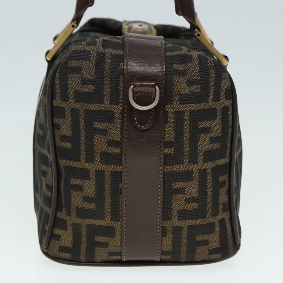 Luxury Fendi Zucca Canvas Hand Bag 2way Brown Black gold89813