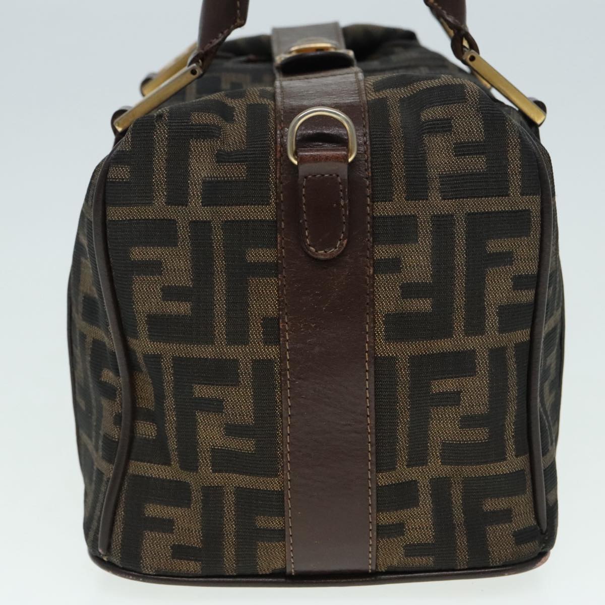 Luxury Fendi Zucca Canvas Hand Bag 2way Brown Black gold89813