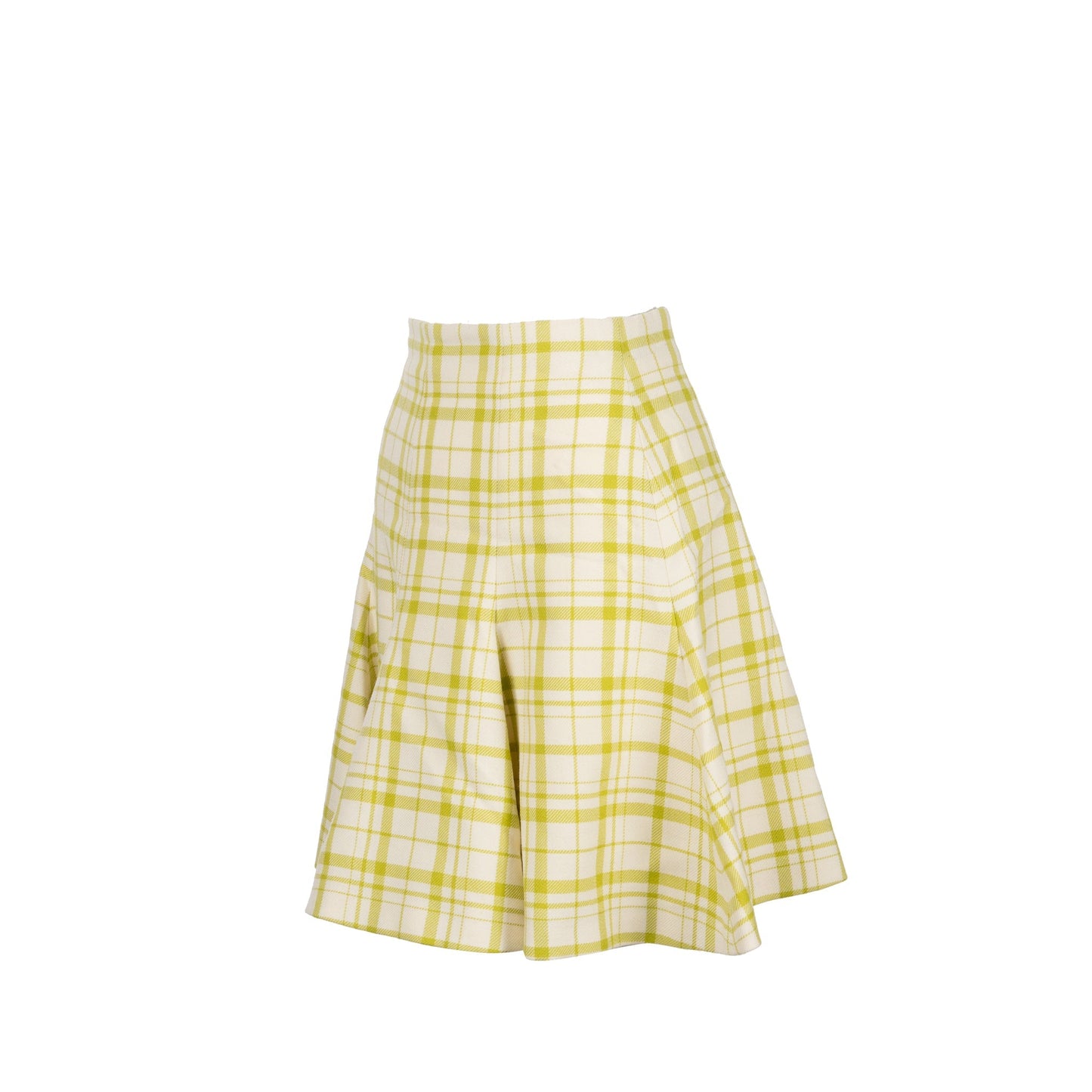 Luxury Dior Size 36 Pop Check Skirt Virgin Wool Light Green/ White