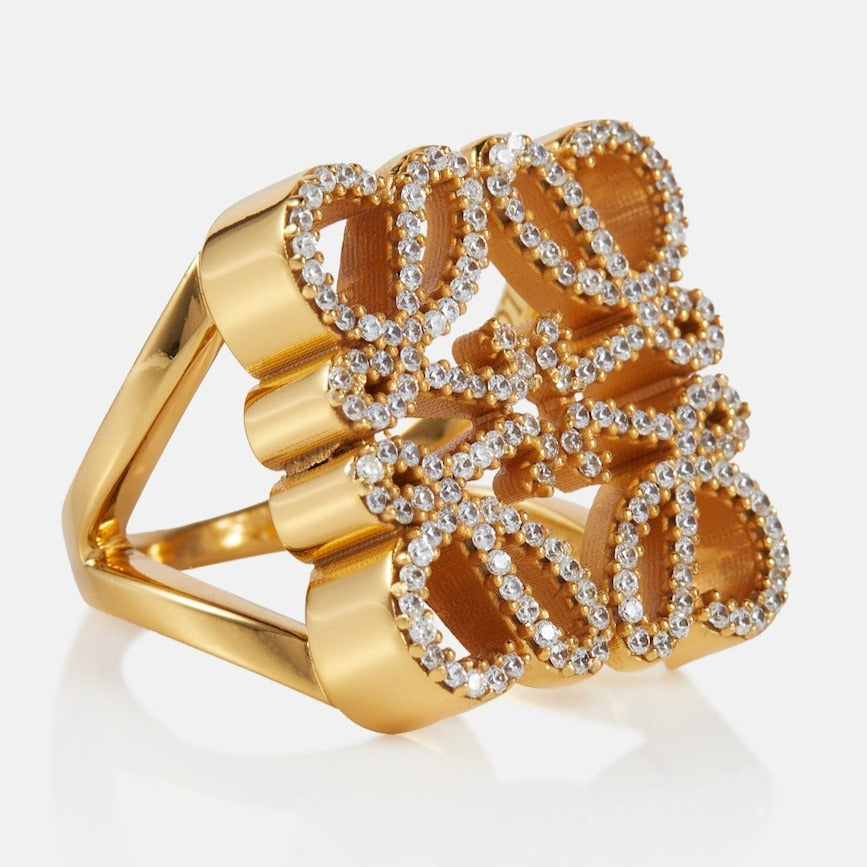 Luxury DiorANNAGRAM DIAMOND PAVED GOLD RING