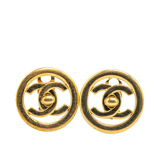 Chanel Vintage Coco Mark Turnlock Earrings