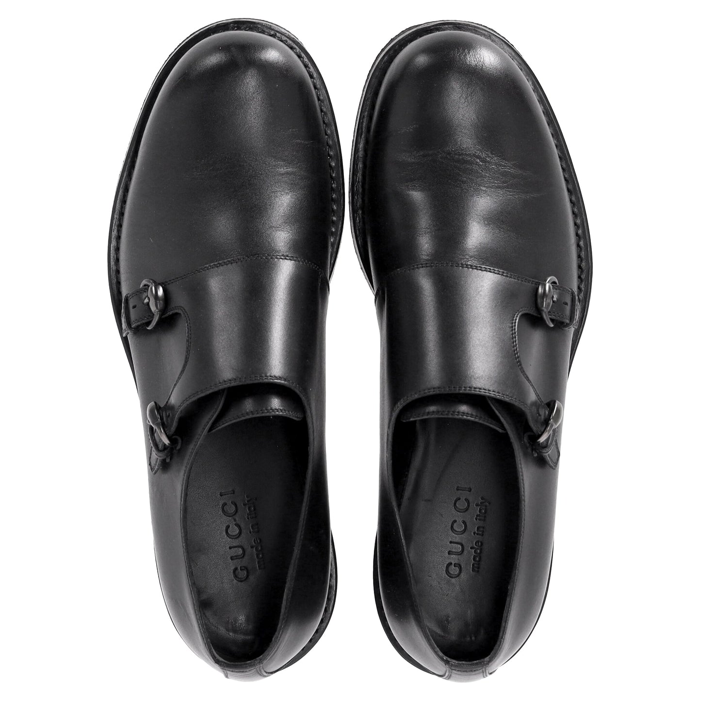 Gucci Double Monk Oxford Shoes in Black Leather