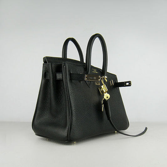 Luxury Hermes Birkin 25cm Handbag 6068 black golden