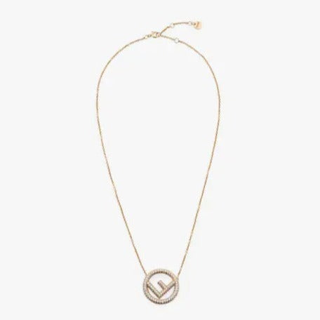Luxury FendiF LOGO NECKLACE GOLD FULL DIAMOND
