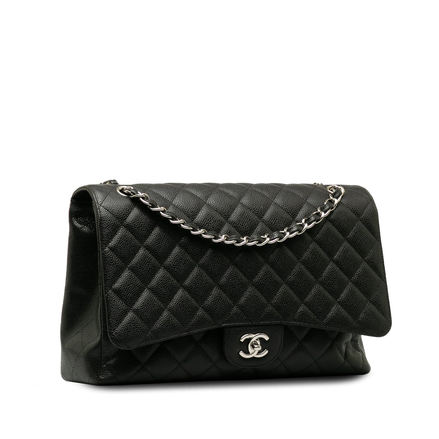 Luxury Chanel Classic Double Flap Maxi Black Caviar Gold
