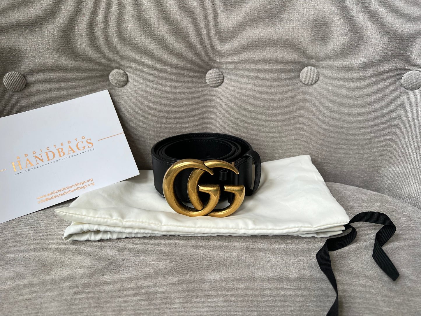 Luxury Gucci GG 2015 Re edition Marmont Black Wide Leather Belt with Gold Buckle
