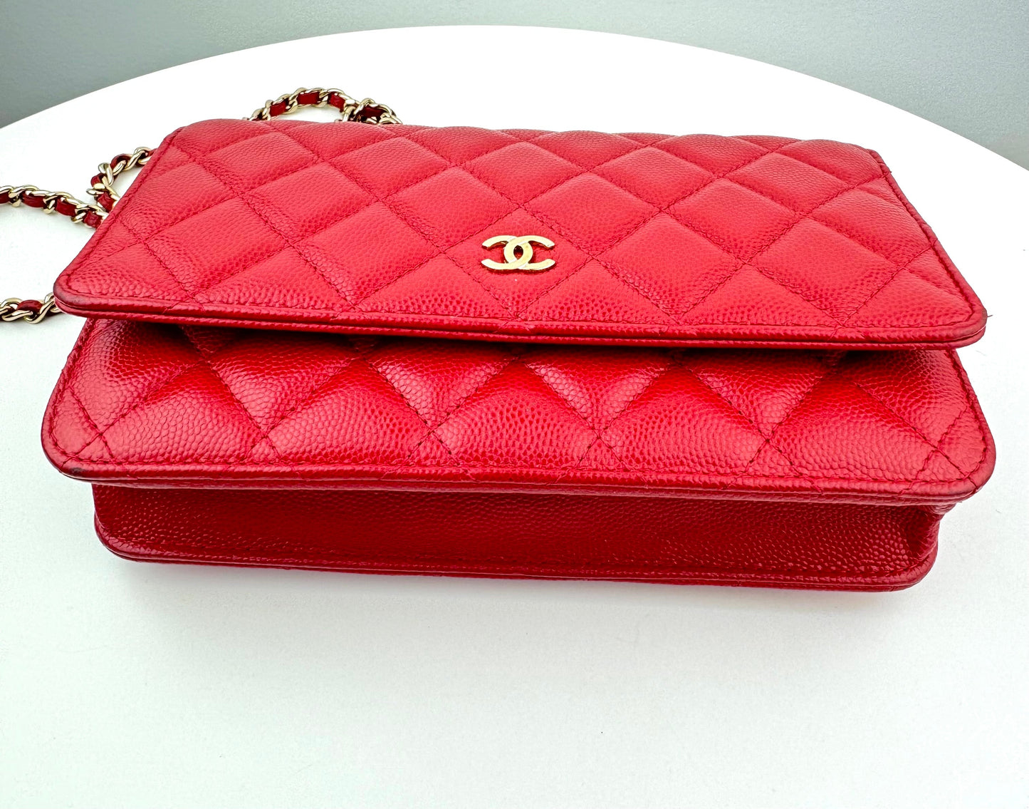 Chanel Classic Caviar on Chain red