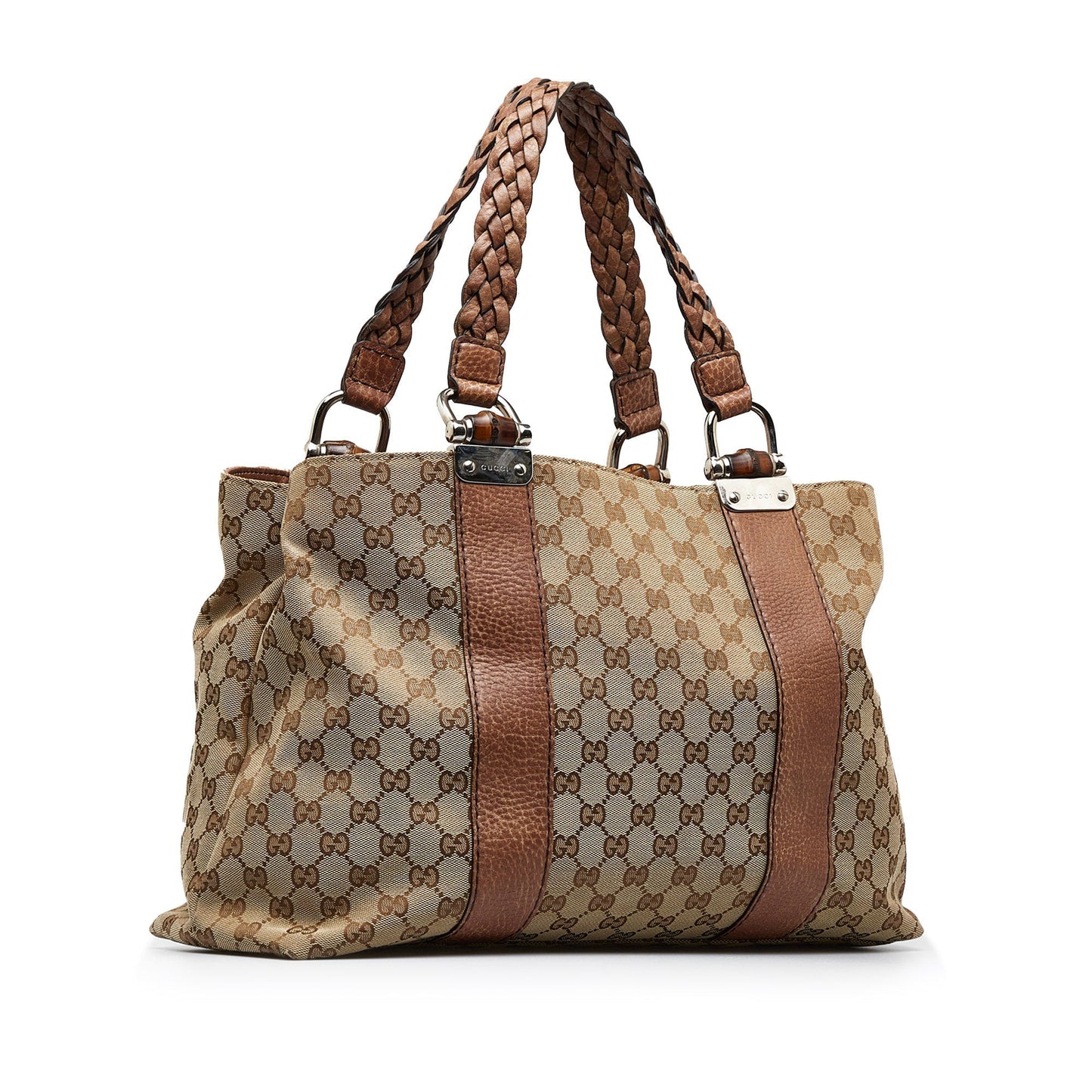 Luxury Gucci Medium GG Canvas Bamboo Bar Tote Tote Bag