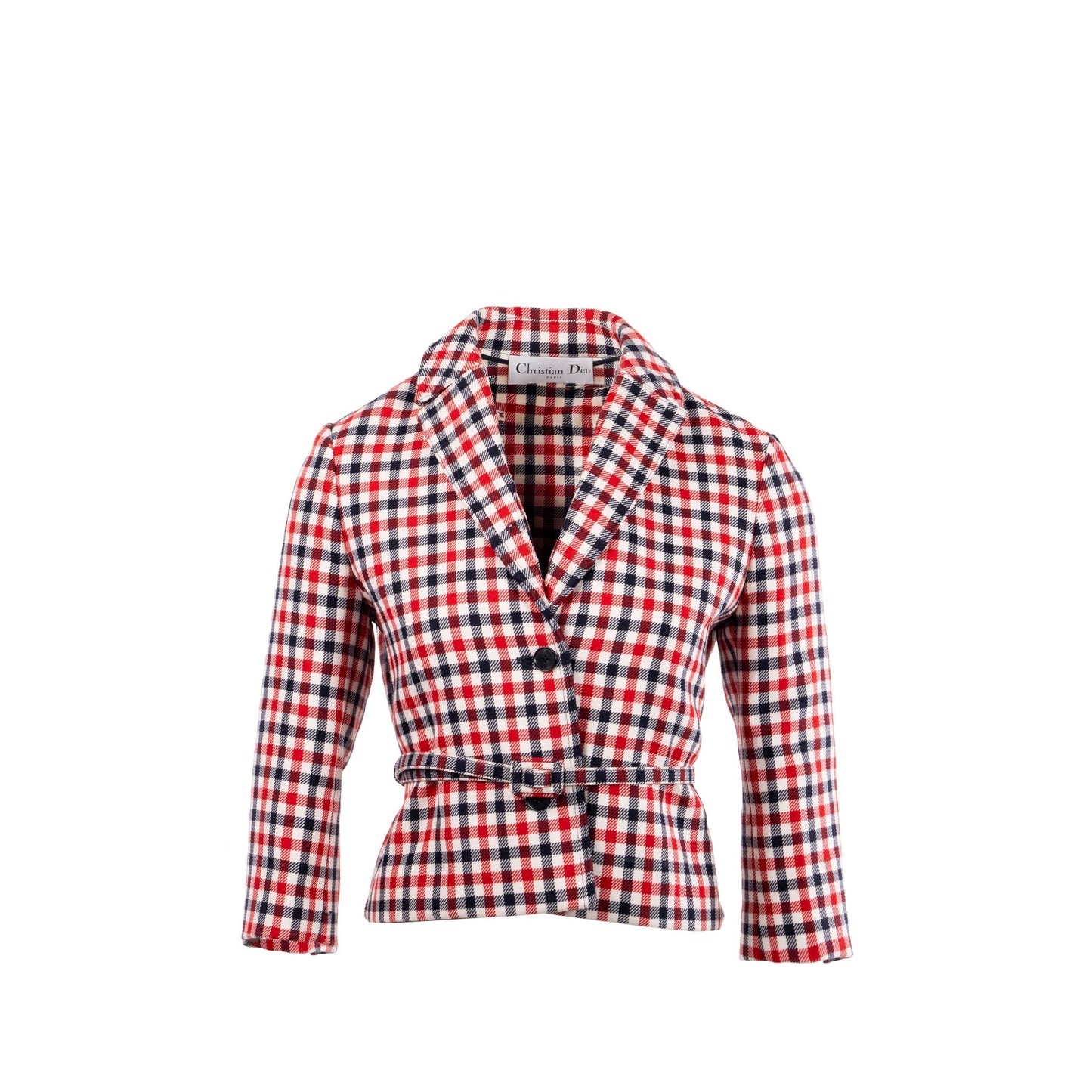 Luxury Dior size 34 Plaid Patterns jacket virgin wool Red/multicolour