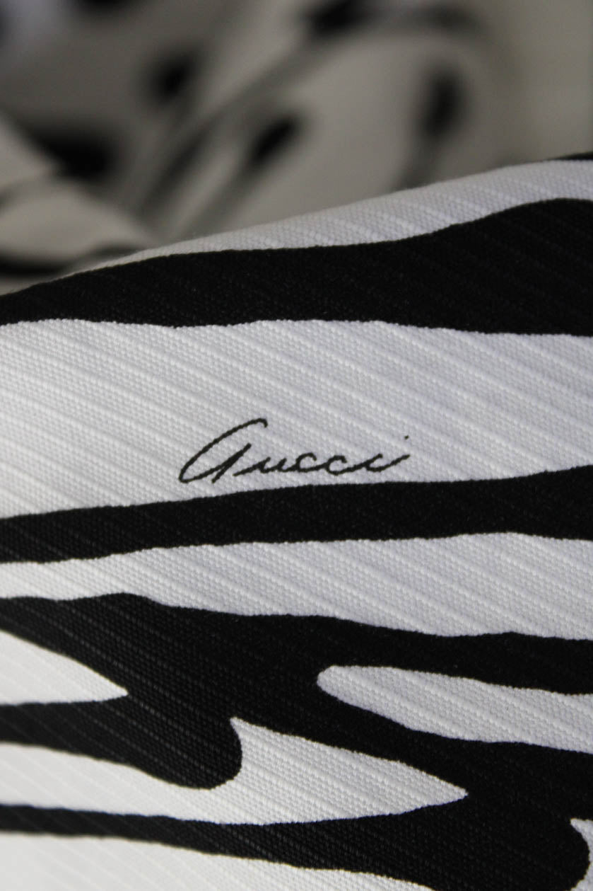 Gucci Womens Abstract Print Spaghetti Strap Dress White Black Cotton