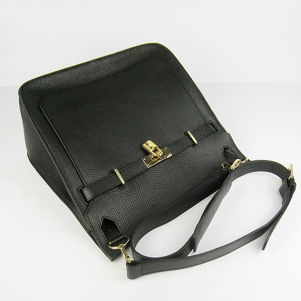 Luxury Hermes Leather Shoulder bag H6508 black golden