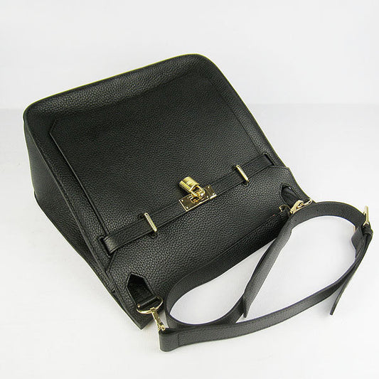 Luxury Hermes Leather Shoulder bag H6508 black golden