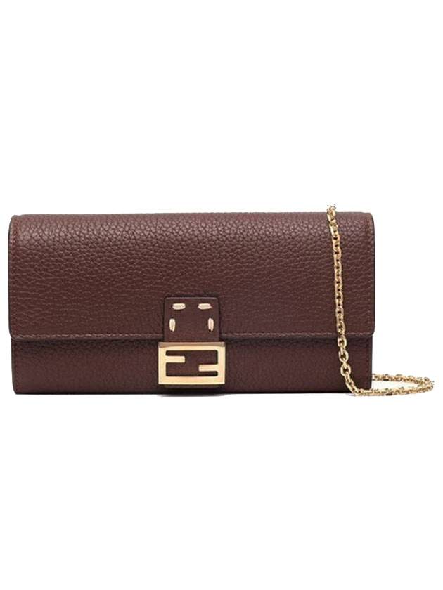 Luxury Fendi Baguette Chain Long Wallet Brown