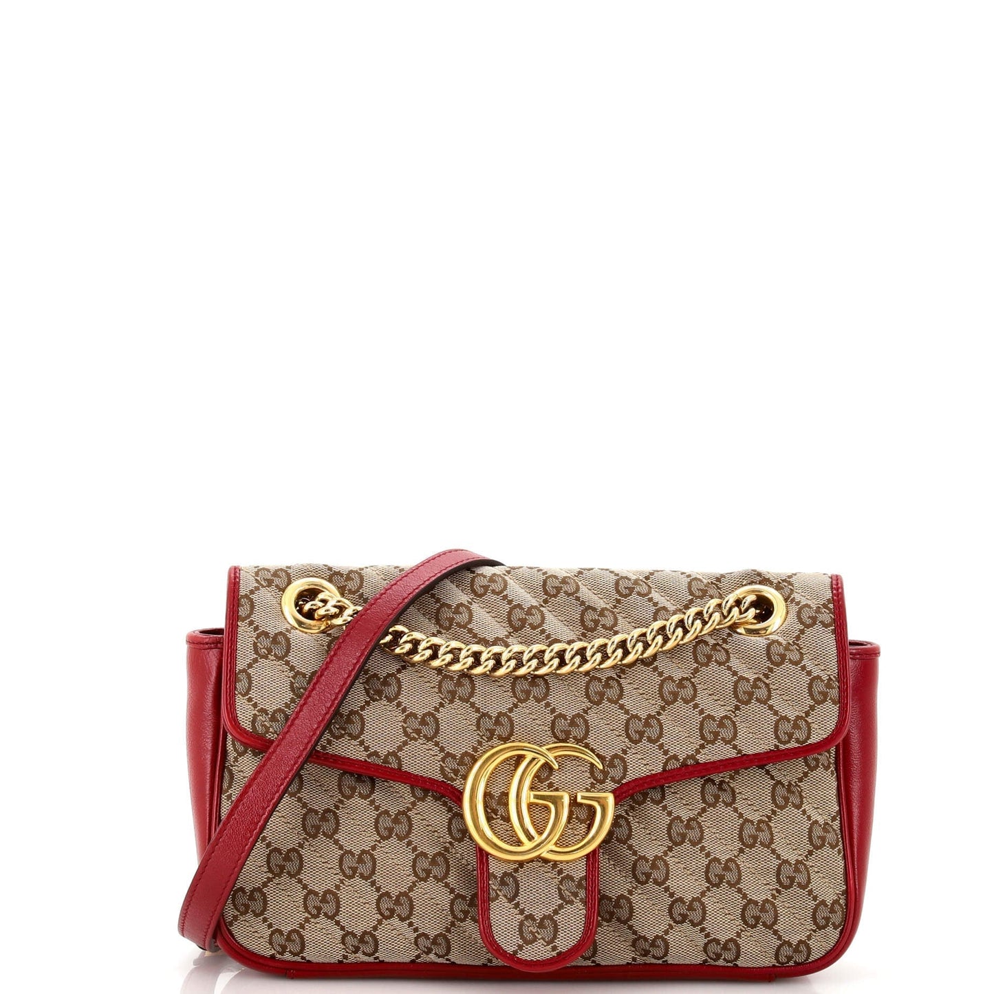 Luxury Gucci Trending 2025 GG Marmont Flap Bag Diagonal Quilted GG Canvas Small