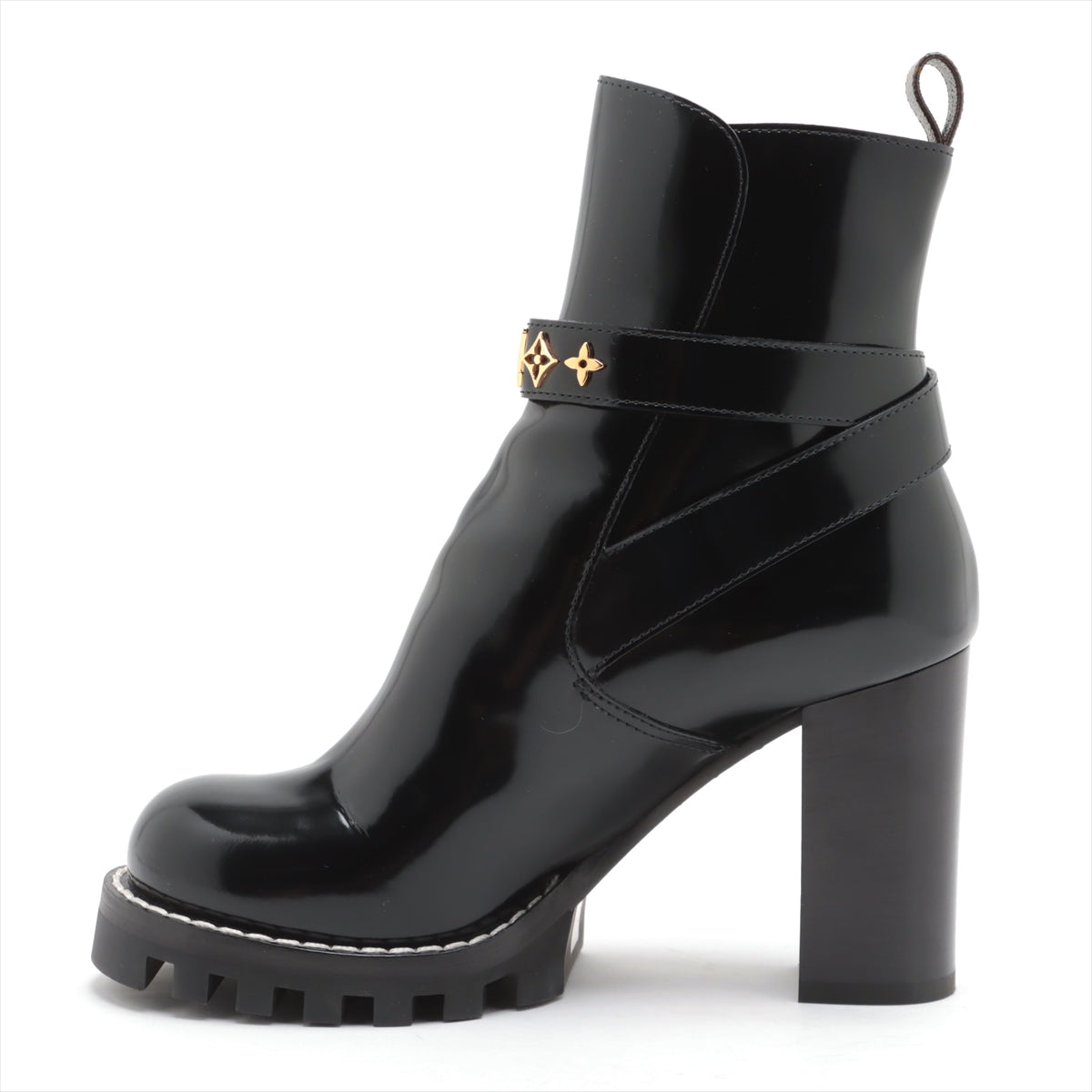 Louis Vuitton Start Trail Line 21 Year Patent Leather Short Boots 38.5  Black MA0231 Monogram Stands