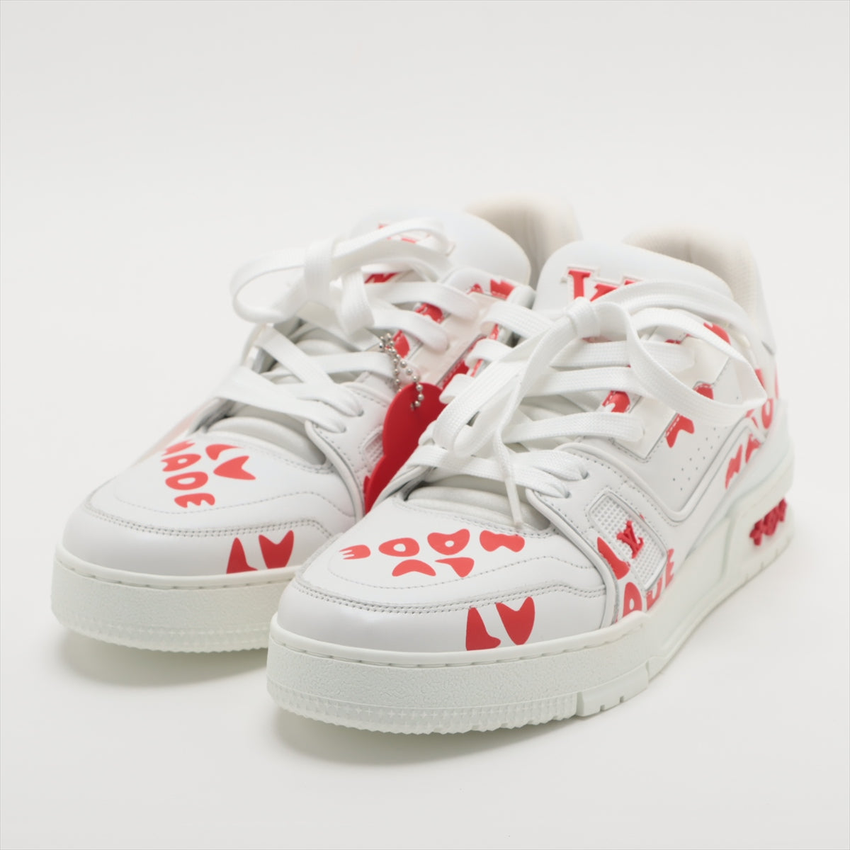 Louis Vuitton  NIGO LV Trainer Line 21 years Leather × Fabric Snickers 4 Unisex Red × White FD0291 LV Logo