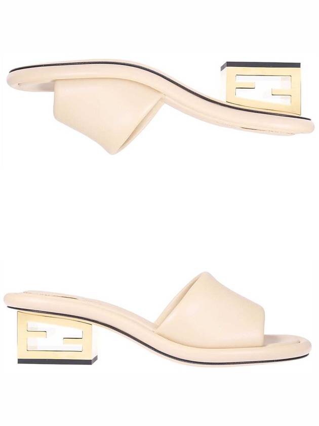 Luxury Fendi FF Baguette Motif Nappa Leather Sandals Beige