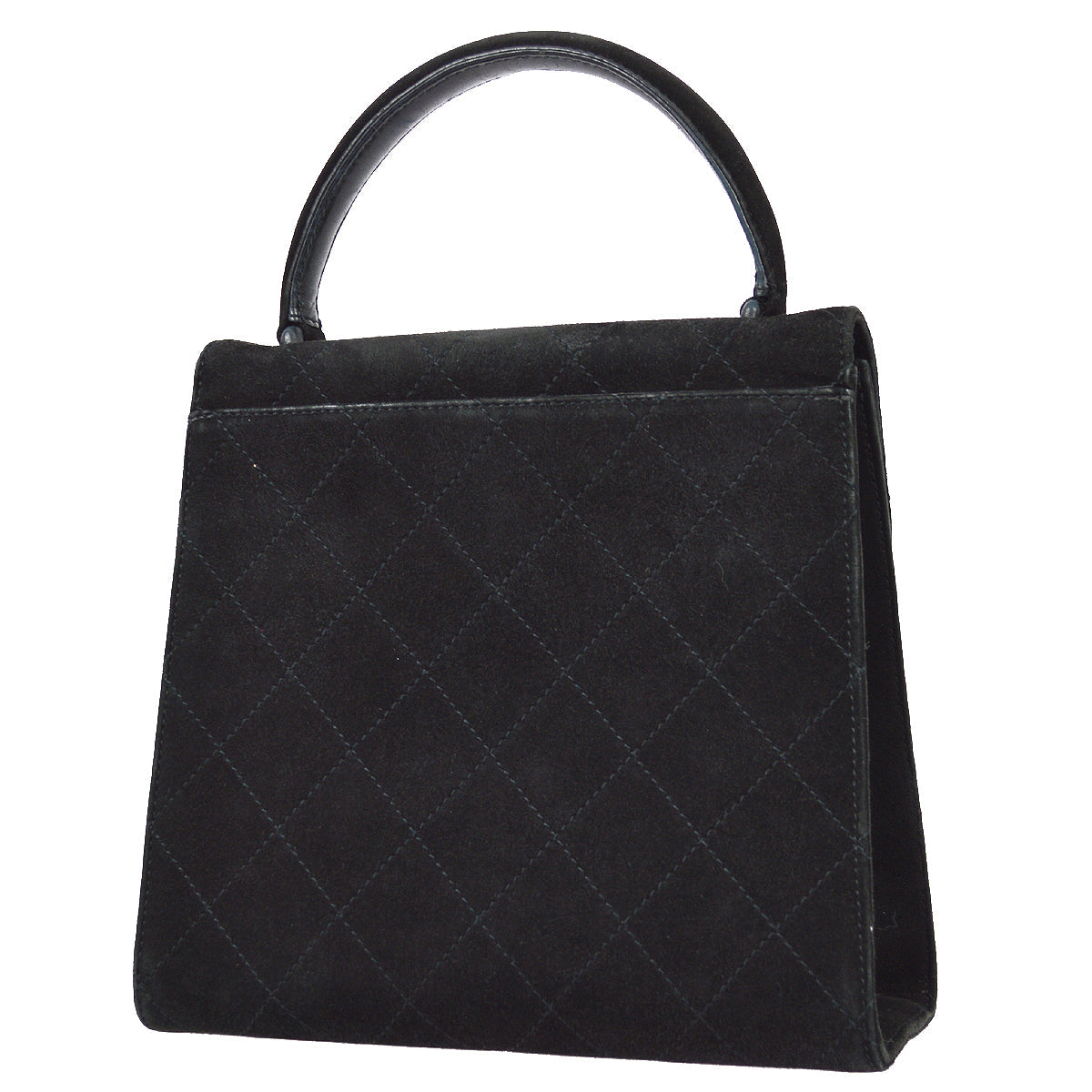 Luxury Chanel 1997-1999 Black Suede Mademoiselle Lock Handbag