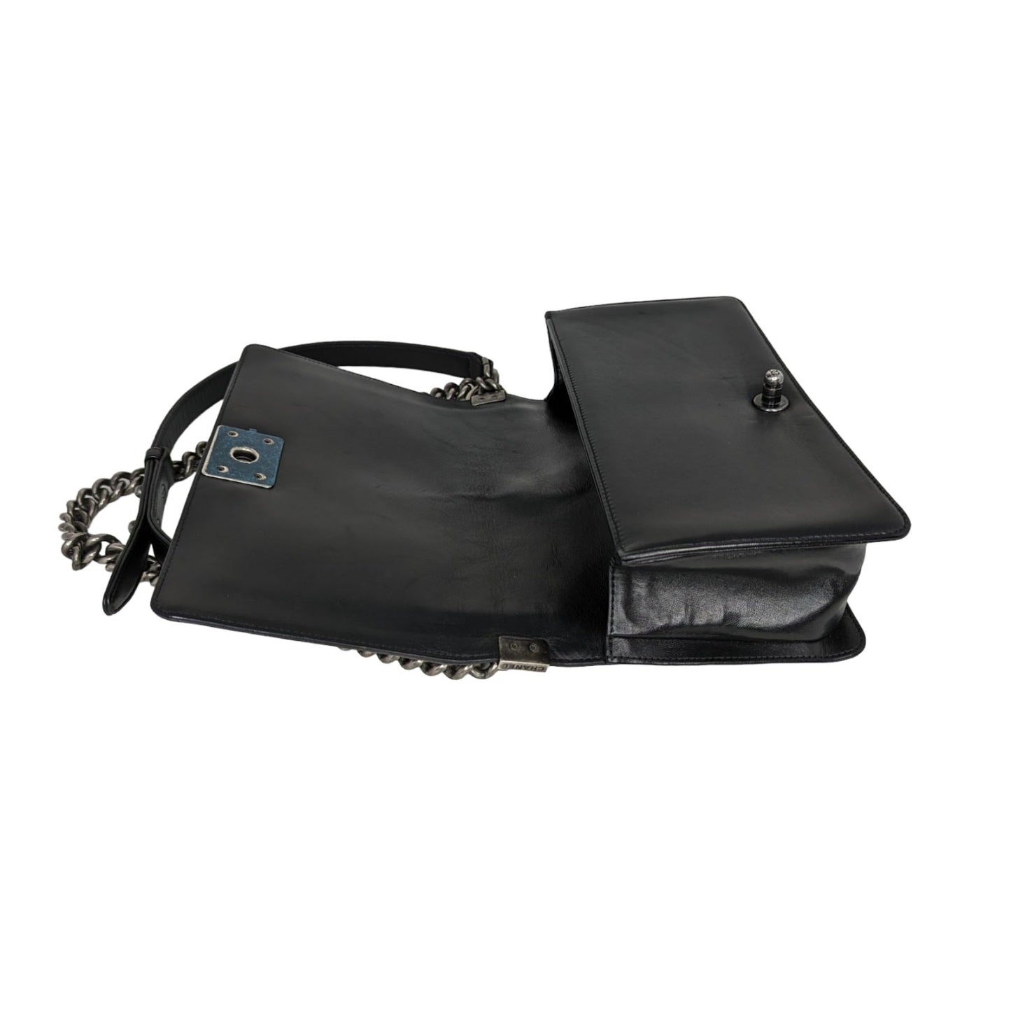 Luxury Chanel bag Black Quilted Calfskin Medium Boy Bag