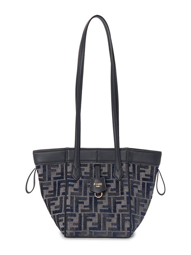Luxury Fendi Origami Small FF Chenille Bucket Bag Dark Blue