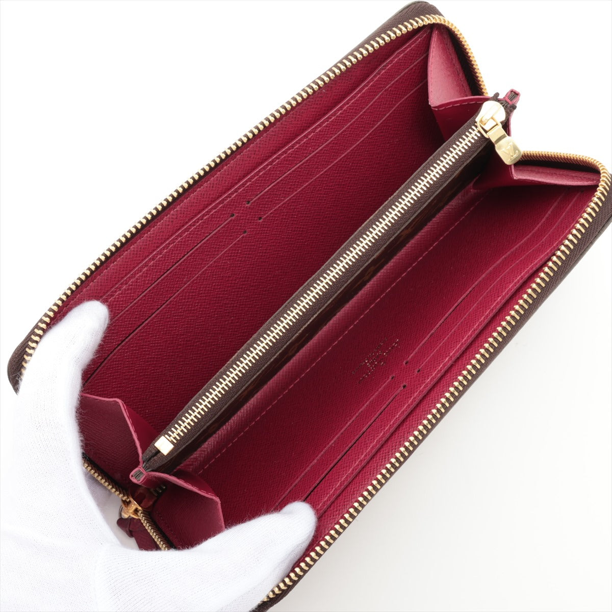 Louis Vuitton Monogram Portefolio Claimance M60742 Fuchsia Pink Round  Wallet