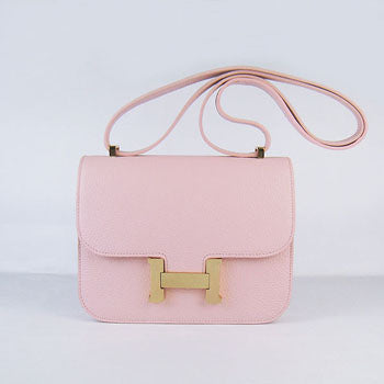 Luxury Hermes Constance Cowskin Leather Bag H017 pink golden