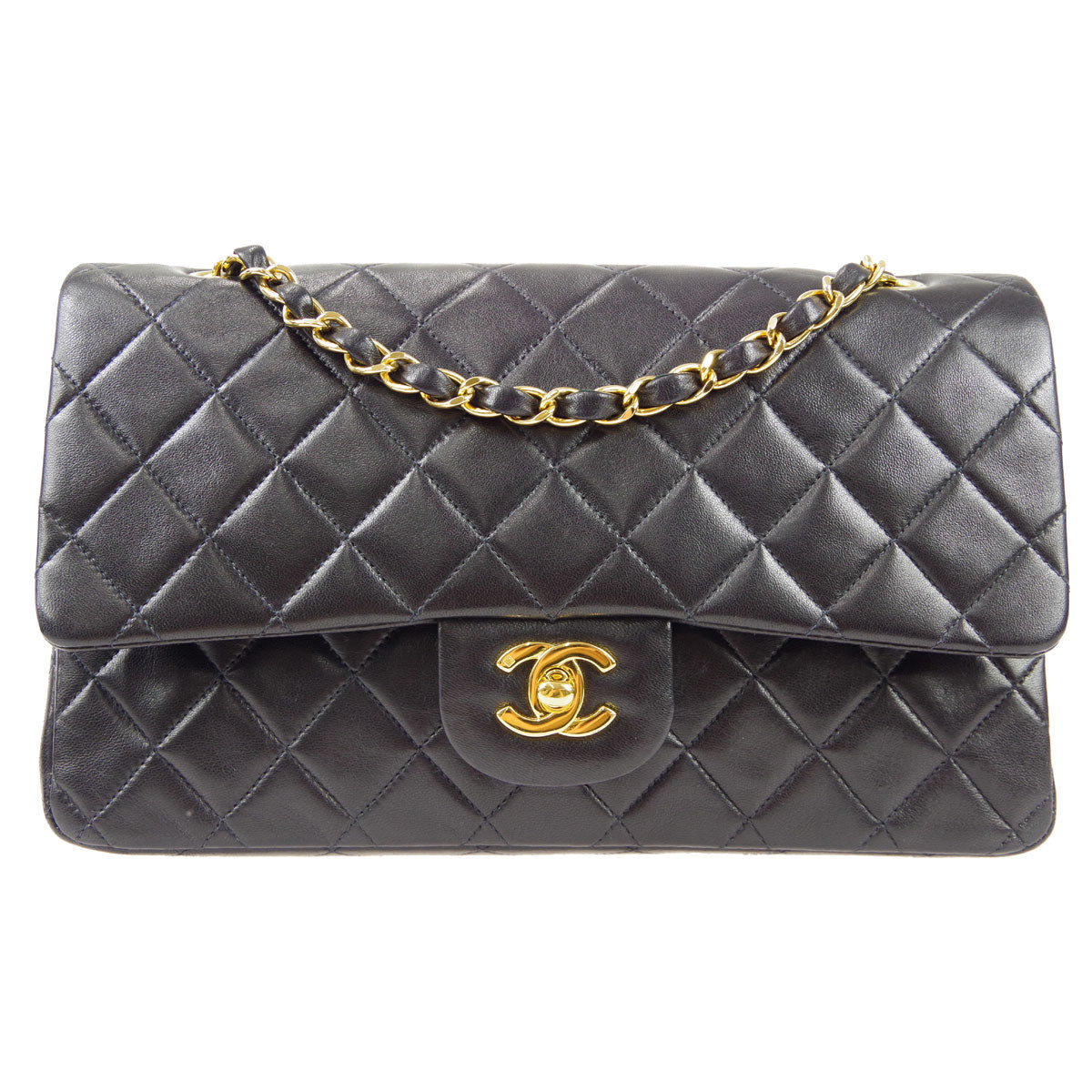 Luxury Chanel 1997-1999 Classic Double Flap Medium Black Lambskin