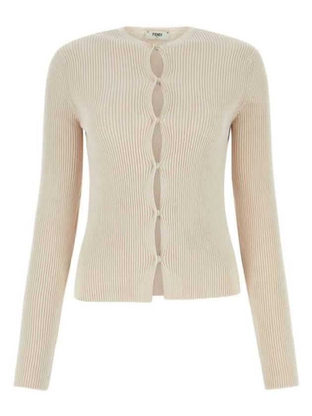 Luxury Fendi Cotton Blend Cardigan Beige