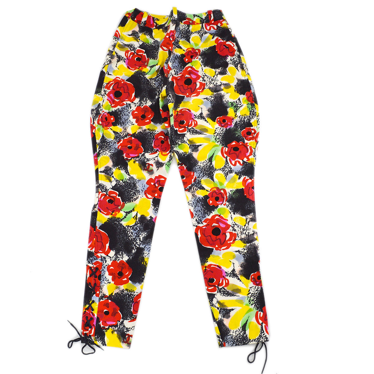 Luxury Chanel 1997 Spring camellia-print slim-cut trousers #38