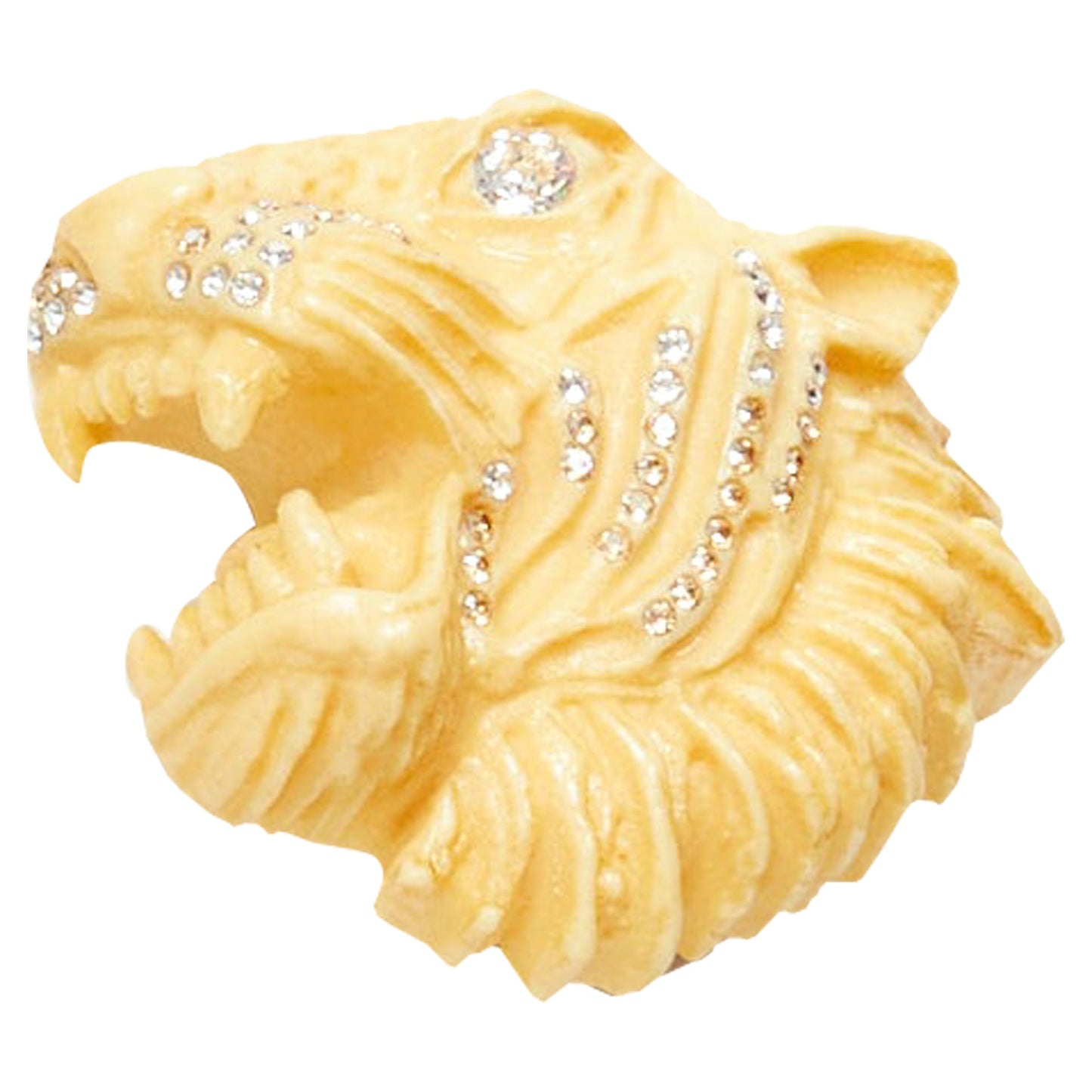 Gucci resin crystal Tiger head pin brooch