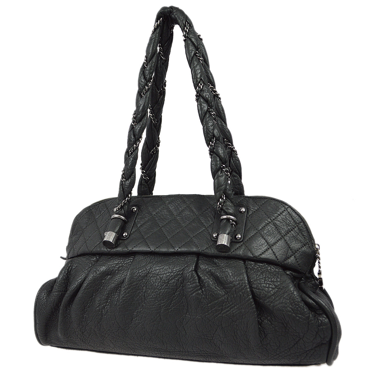 Luxury Chanel 2006-2008 Gray Quilted Shoulder Bag