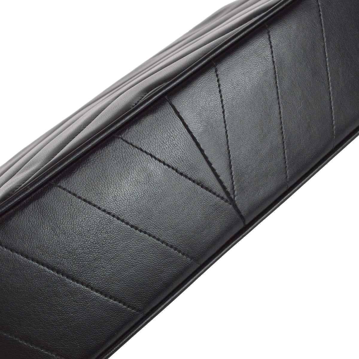 Luxury Chanel 1994-1996 Black Lambskin Large Chevron Letter Flap Bag