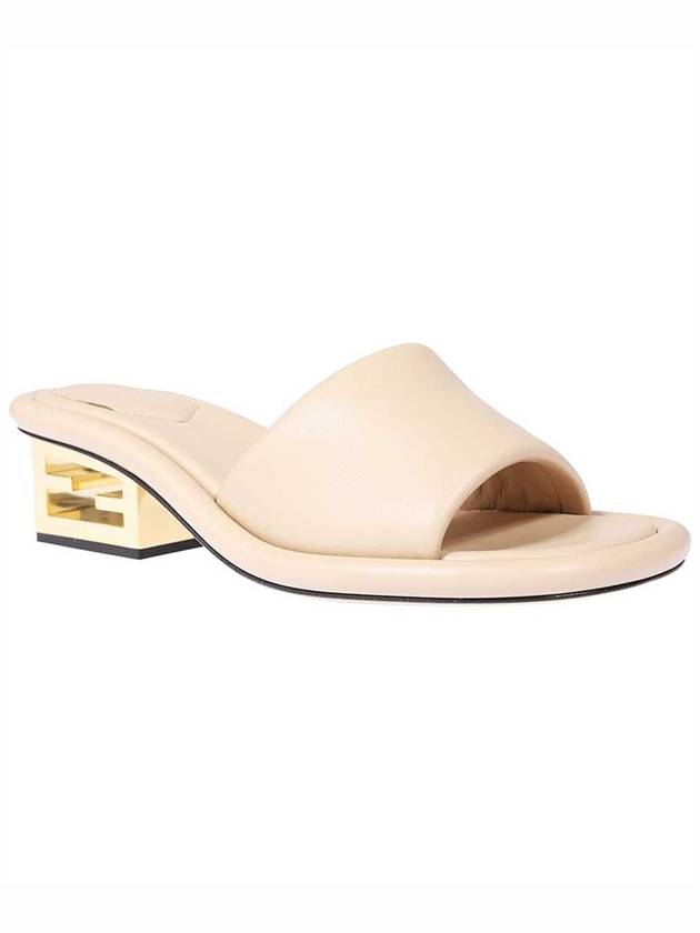 Luxury Fendi FF Baguette Motif Nappa Leather Sandals Beige