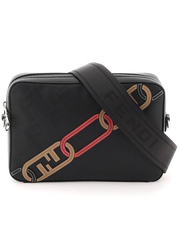 Luxury Fendi FF Motif Camera Cross Bag Black