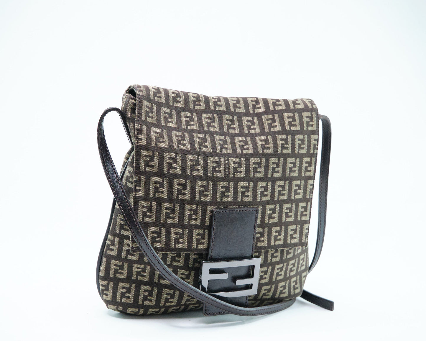 Luxury FendiZucchino Canvas Crossbody Bag - '10s