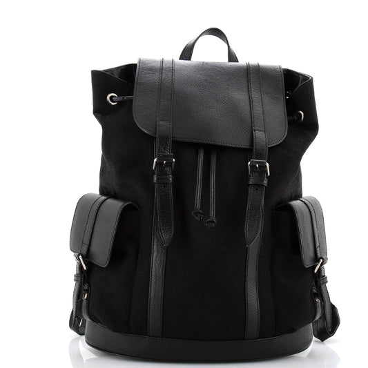 Luxury Gucci Trending 2025 Double Pocket Belt Backpack Jumbo GG Canvas and Leather Large