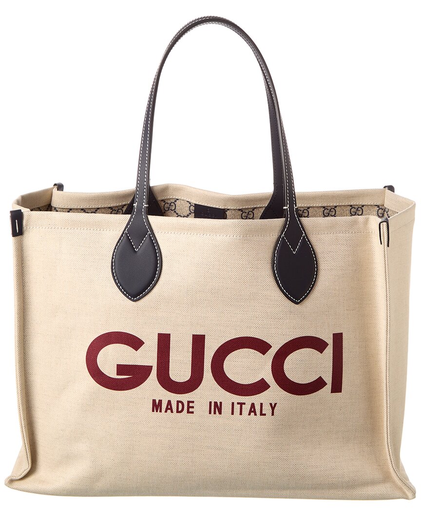 Luxury Gucci Trending 2025 Medium Canvas & Leather Tote
