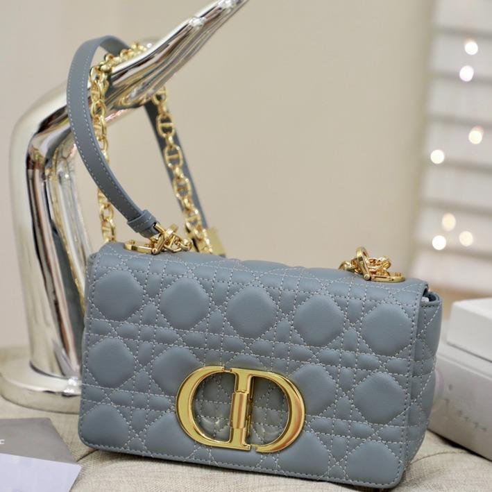 Luxury DiorSMALL CARO BAG GRAY SUPPLE CANNAGE CALFSKIN