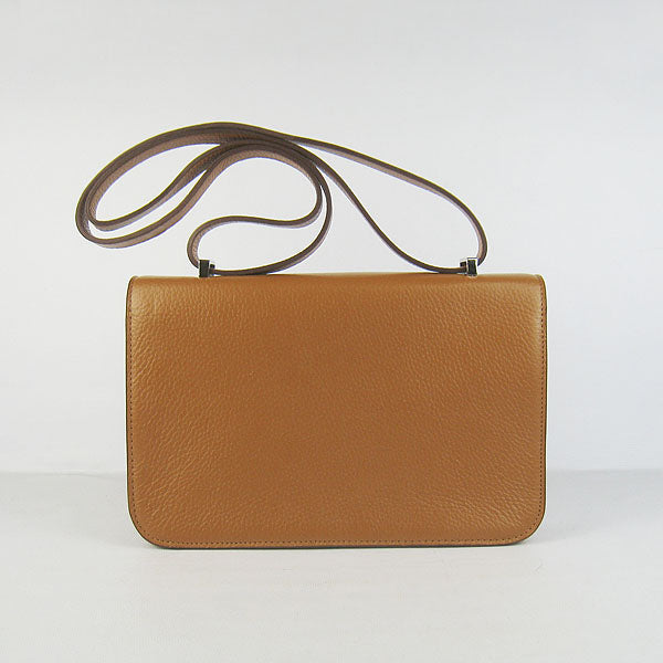 Luxury Hermes Calf Leather Message Bag H020 Light Coffee Silver