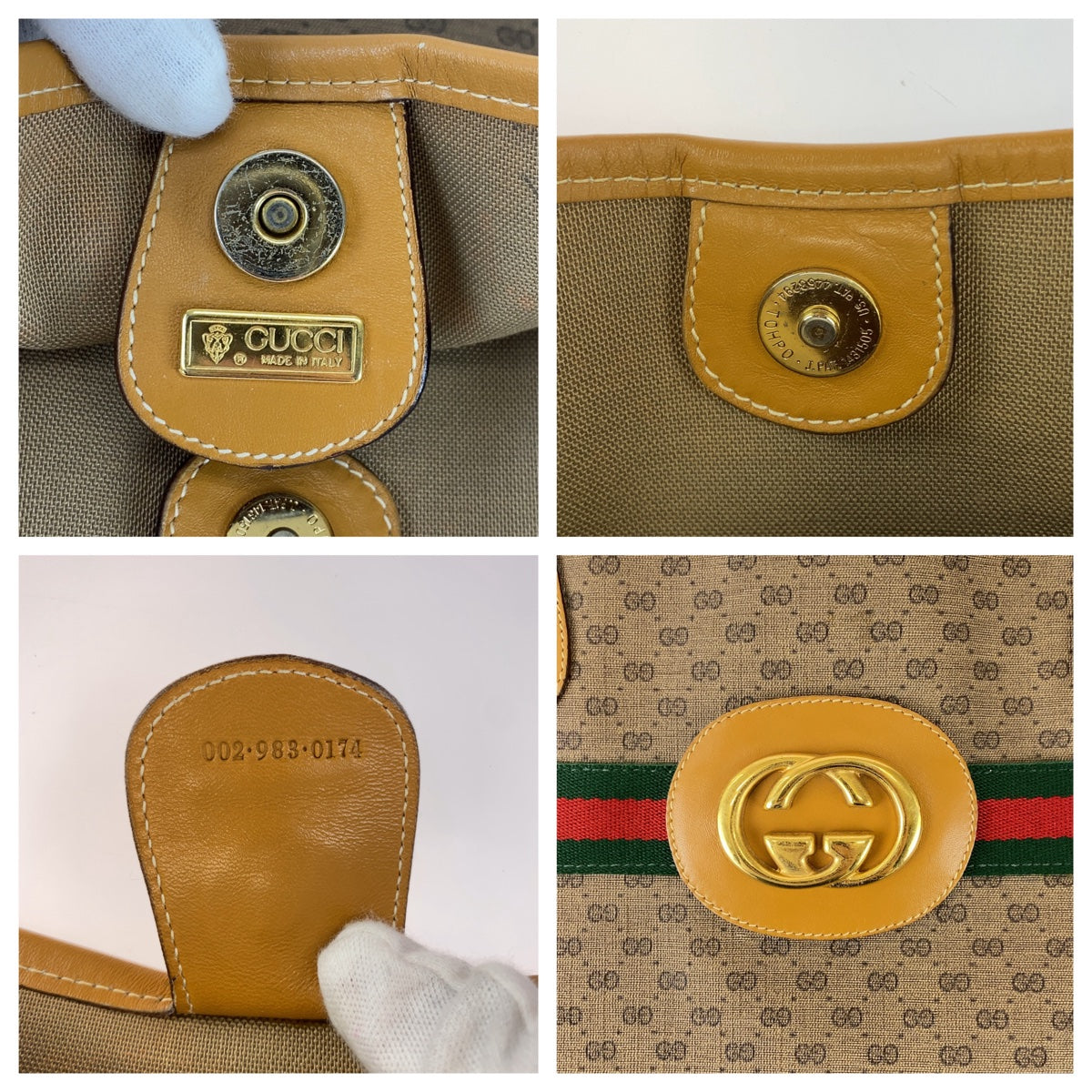 Luxury Gucci Trending 2025 Vintage GG Supreme Canvas/Leather Tote Bag